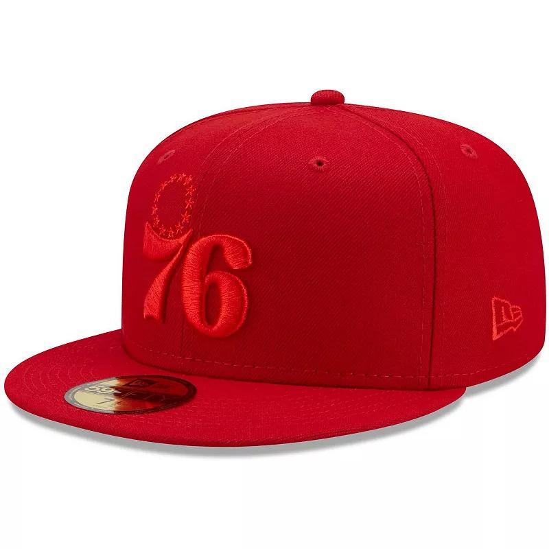 Mens New Era Scarlet Philadelphia 76ers Color Pack 59FIFTY Fitted Hat Product Image