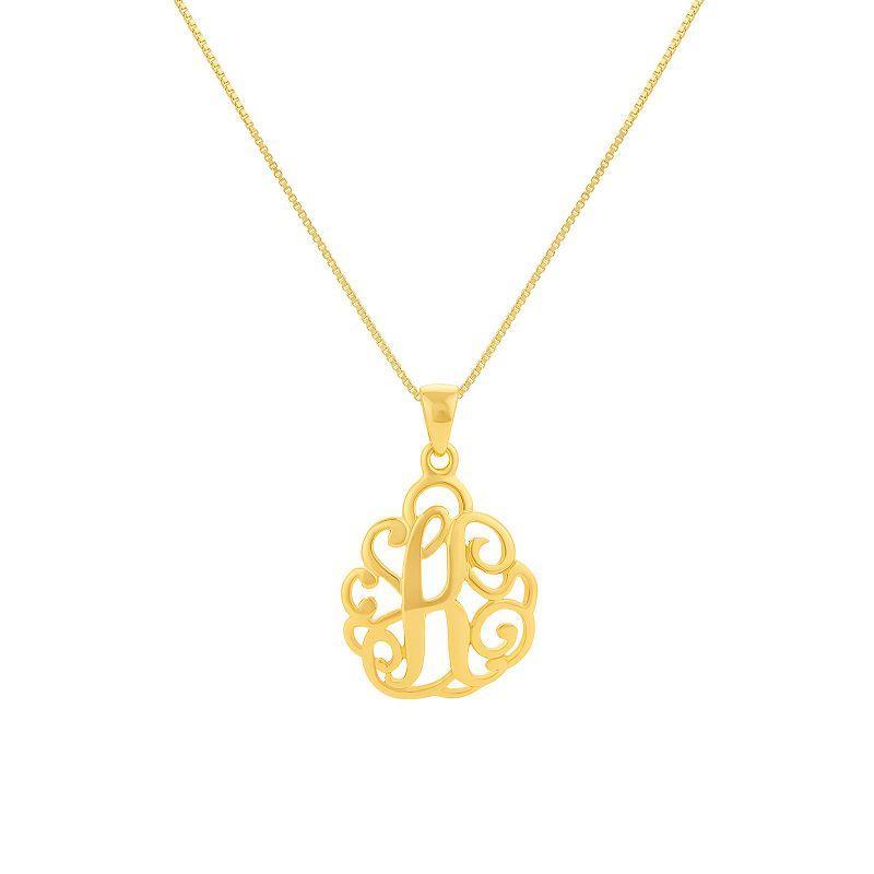 PRIMROSE Sterling Silver Monogram Initial Pendant Necklace, Womens Gold Tone U Product Image