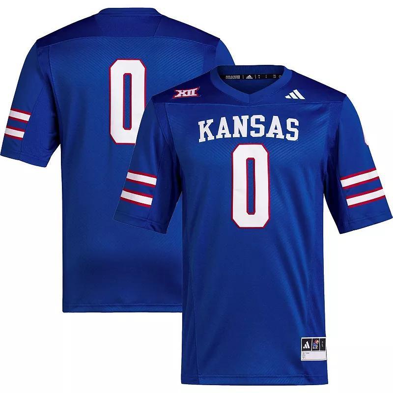 Mens adidas #0 Royal Kansas Jayhawks Premier Football Jersey - Royal Product Image