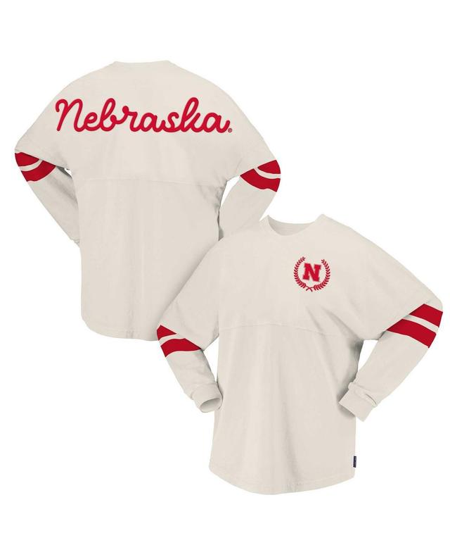 Spirit Jersey Womens Cream Nebraska Huskers Oversized T-Shirt Product Image