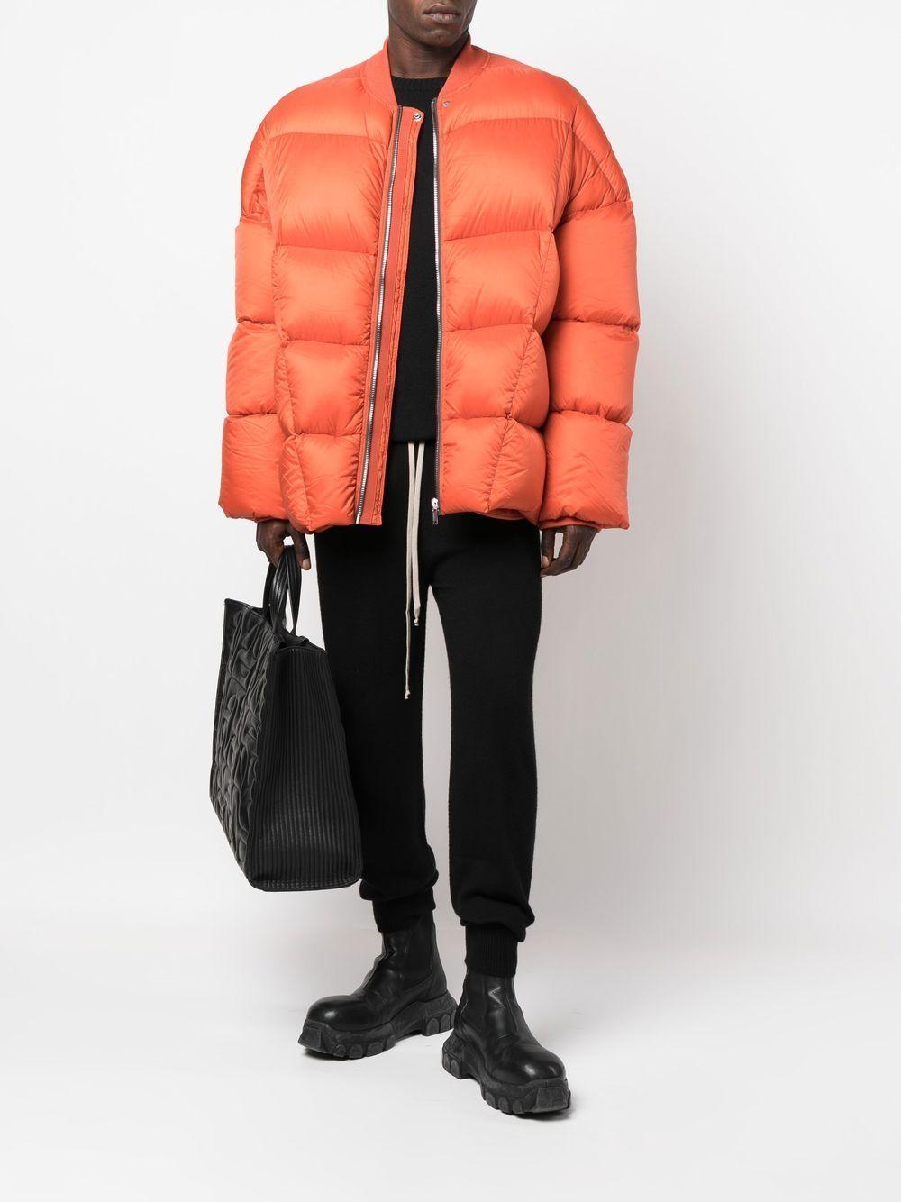 Oversize Lightweight Nylon Down Jacket In Orange Product Image