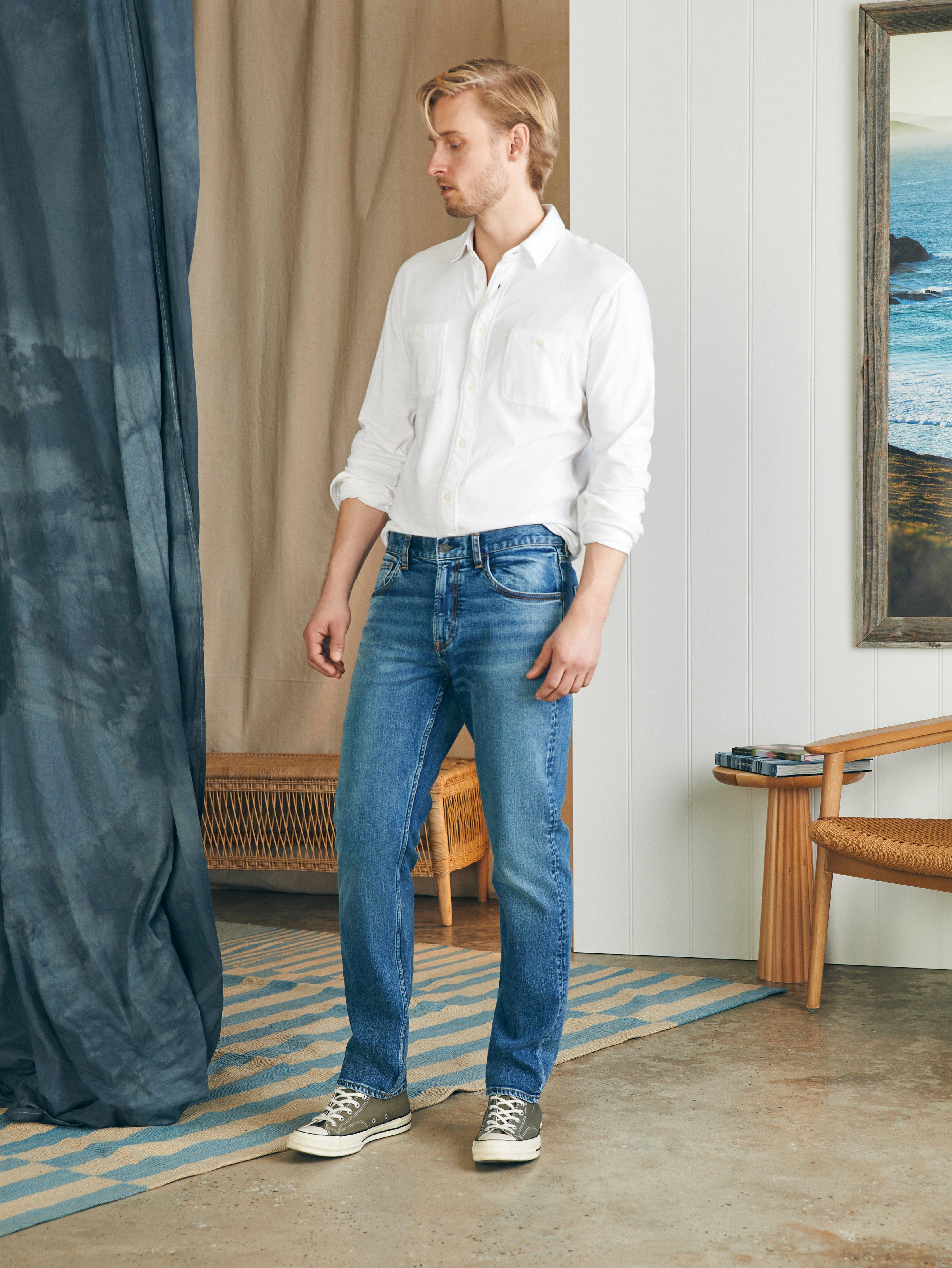 Organic Cotton Slim Straight Denim (34" Inseam) - East Lake Wash Male Product Image