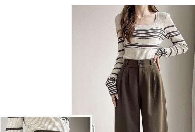 High Rise Plain Wide Leg Slacks Product Image