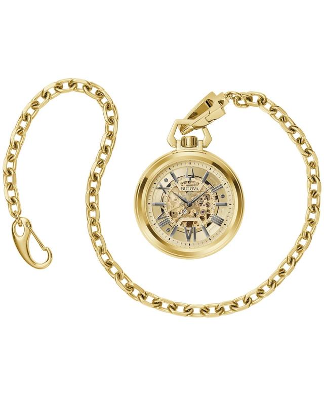 Bulova Mens Automatic Classic Sutton Gold-Tone Stainless Steel Chain Pocket Watch 50mm Product Image