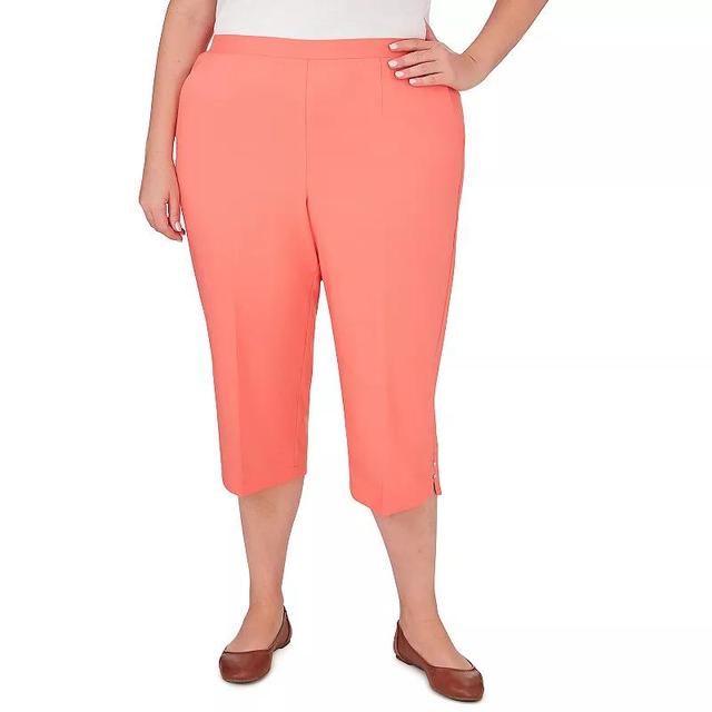 Plus Size Alfred Dunner Pull-On Button Cuff Beach Capri Pants, Womens Pink Product Image