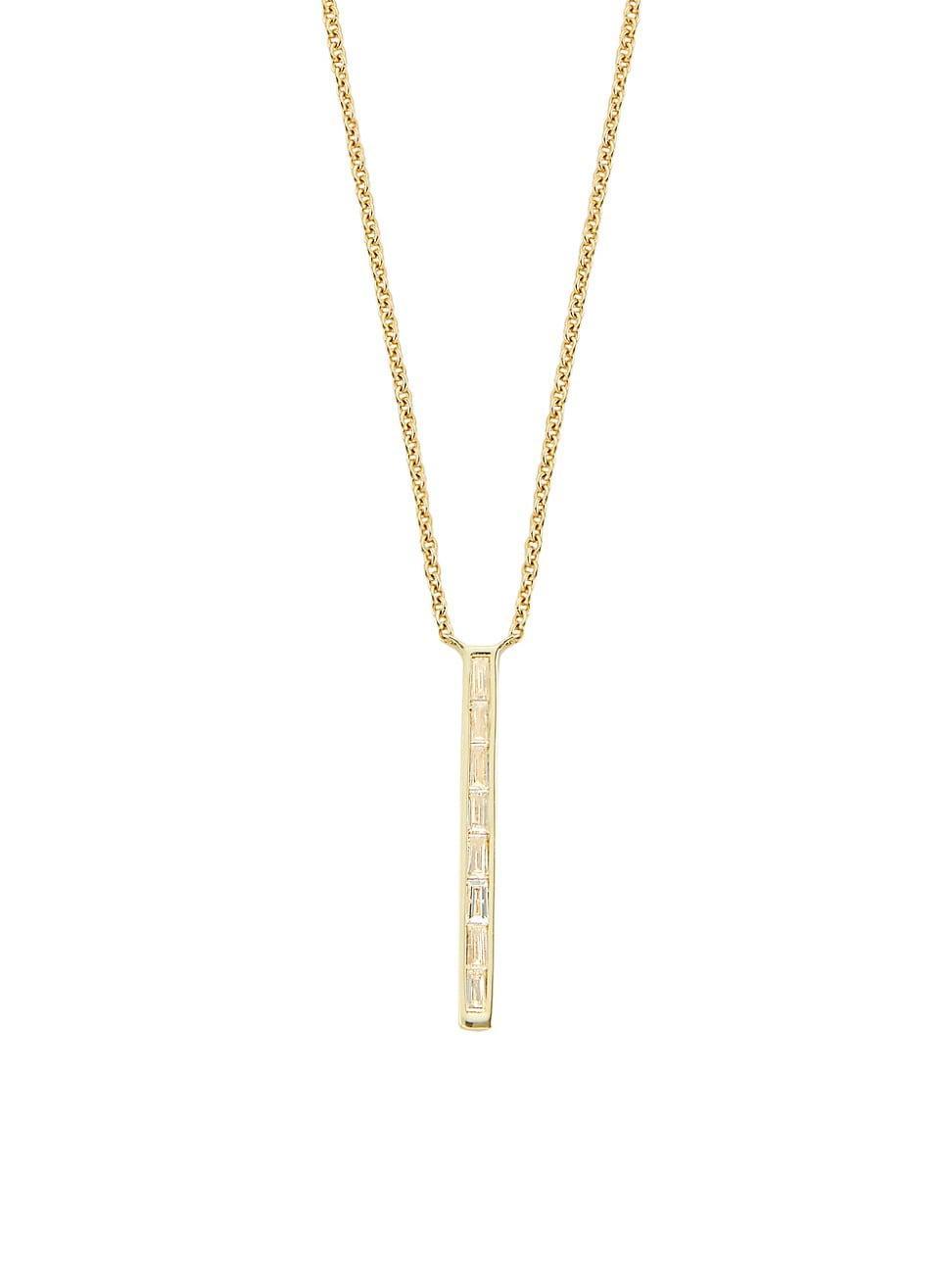 Womens 14K Yellow Gold & 0.14 TCW Diamond Bar Pendant Necklace Product Image