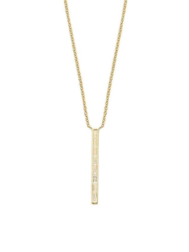 Womens 14K Yellow Gold & 0.14 TCW Diamond Bar Pendant Necklace Product Image