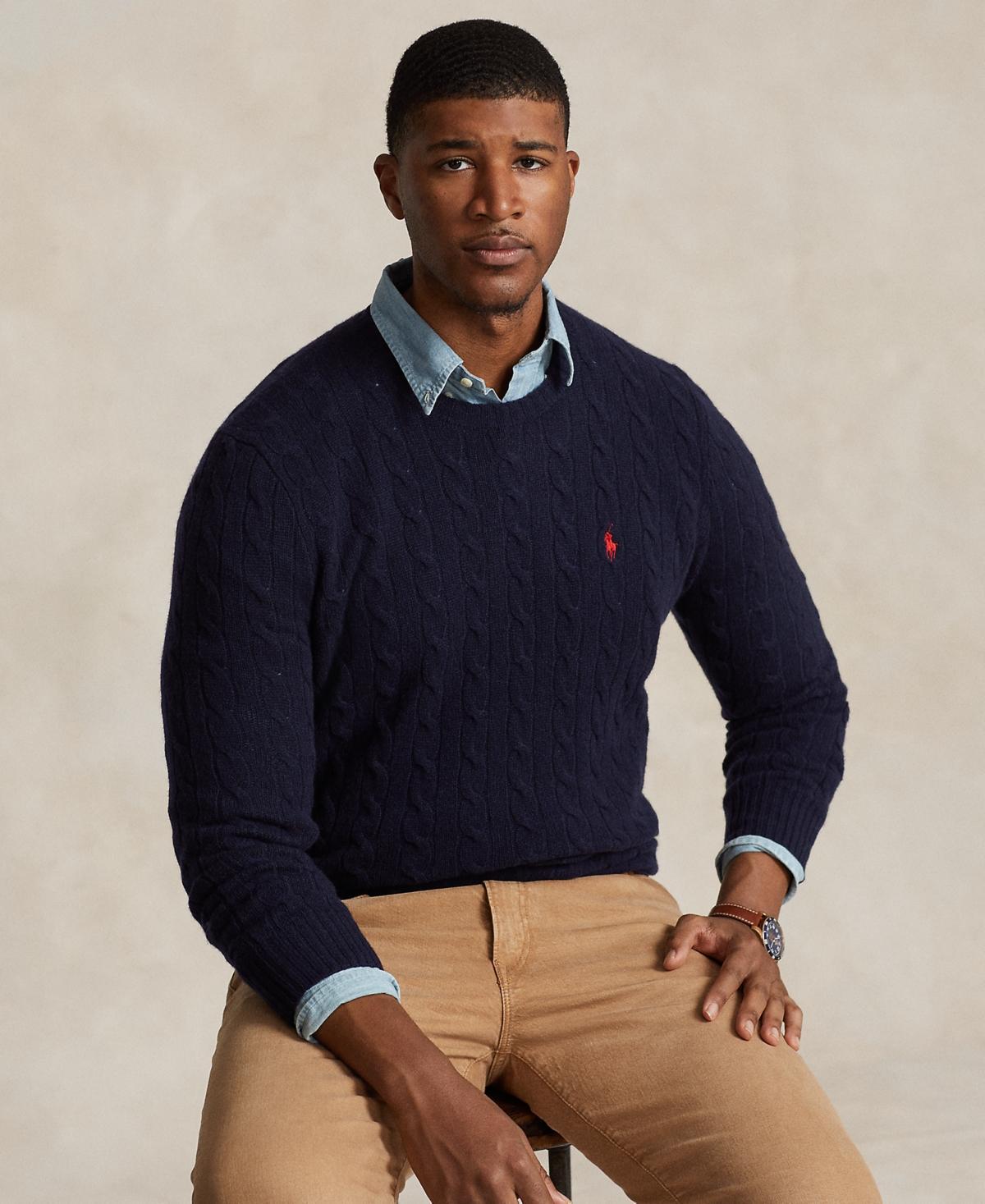 Polo Ralph Lauren Mens Big & Tall Cable-Knit Wool-Cashmere Sweater Product Image