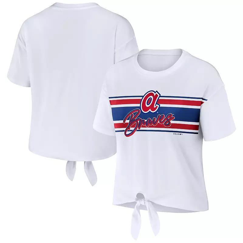 Womens WEAR by Erin Andrews Atlanta Braves Tie-Front T-Shirt Product Image