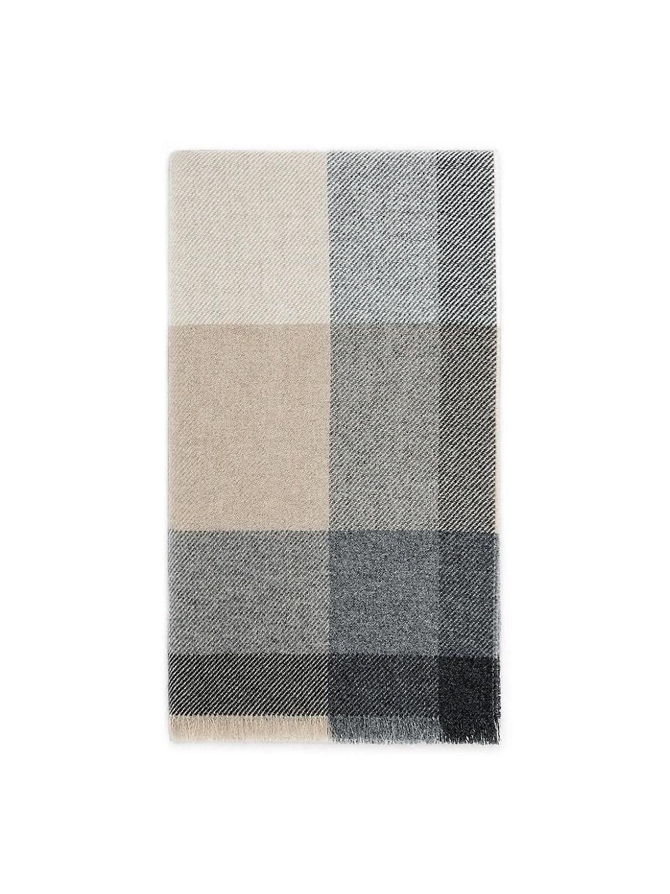 Men's Wool-Cashmere Uneven Plaid Scarf Product Image