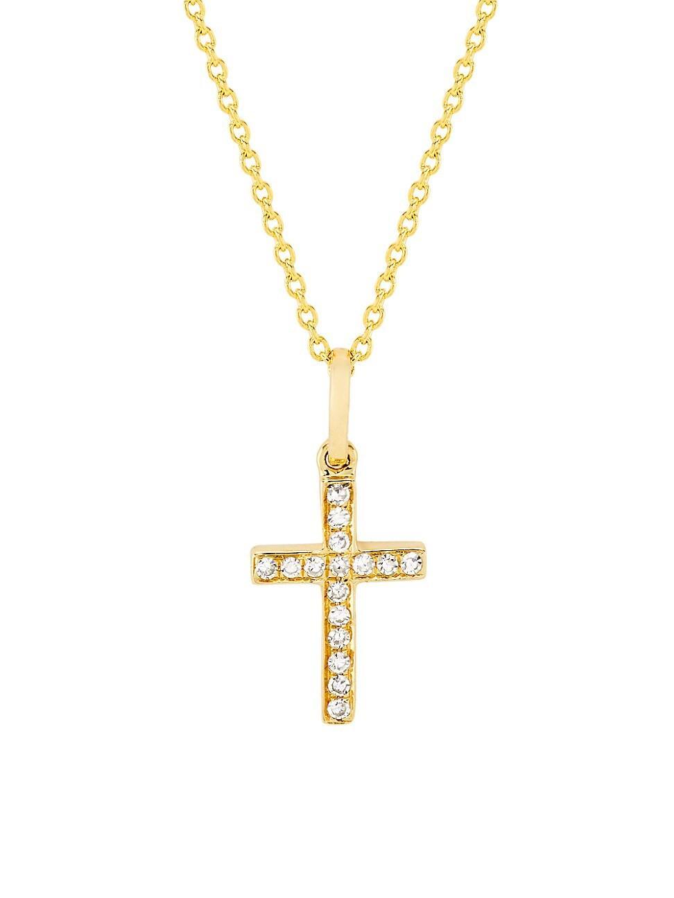 Womens 14K Yellow Gold & 0.06 TCW Diamond Cross Pendant Necklace Product Image