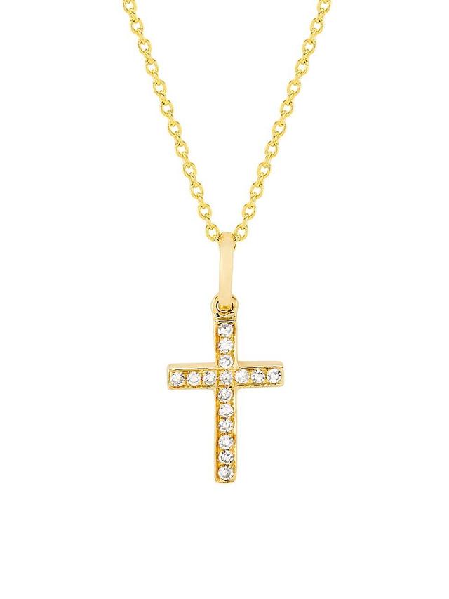 Womens 14K Yellow Gold & 0.06 TCW Diamond Cross Pendant Necklace Product Image