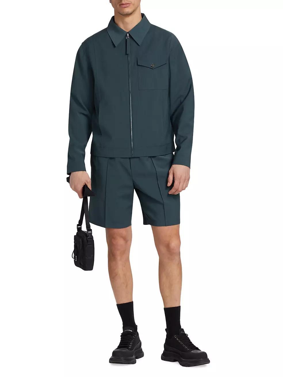 Pintucked Wool-Blend Shorts Product Image