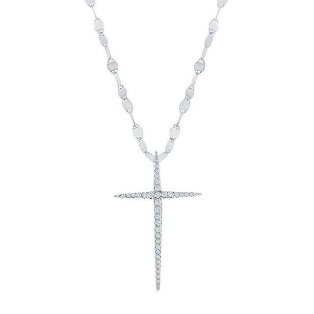 Argento Bella Sterling Silver Cubic Zirconia Cross Mirror Chain Necklace, Womens Product Image