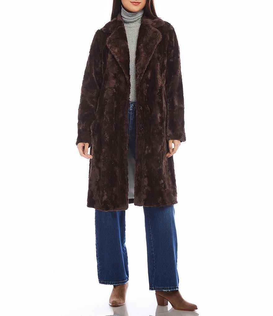 Karen Kane Faux Fur Notch Collar Long Sleeve Coat product image