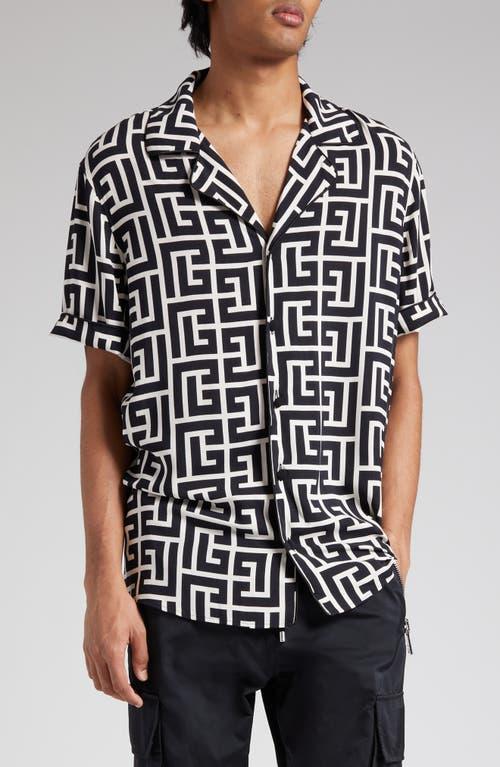 Balmain Macro Monogram Short Sleeve Pajama Shirt Product Image