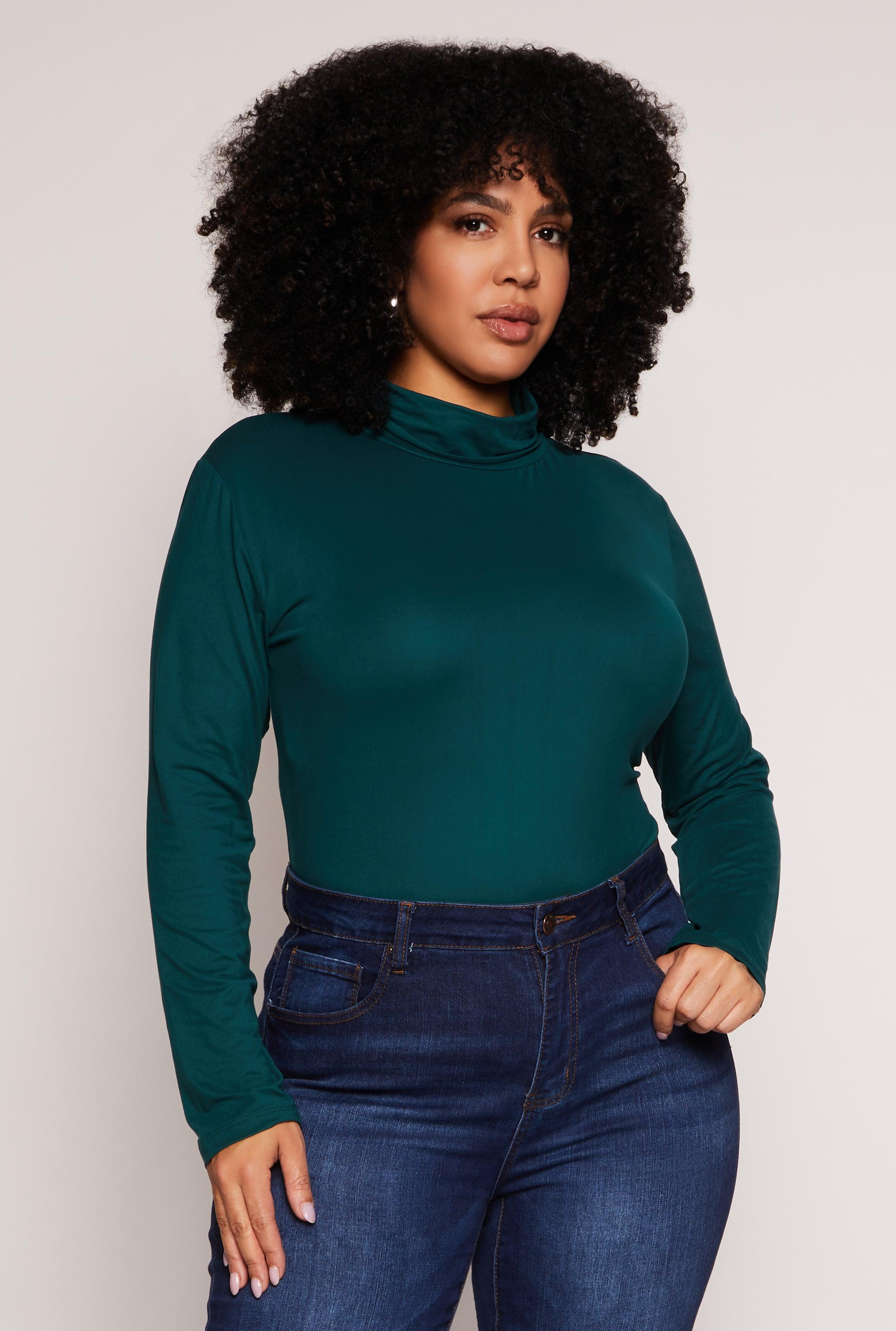 Womens Plus Size Basic Soft Knit Turtleneck Top Product Image