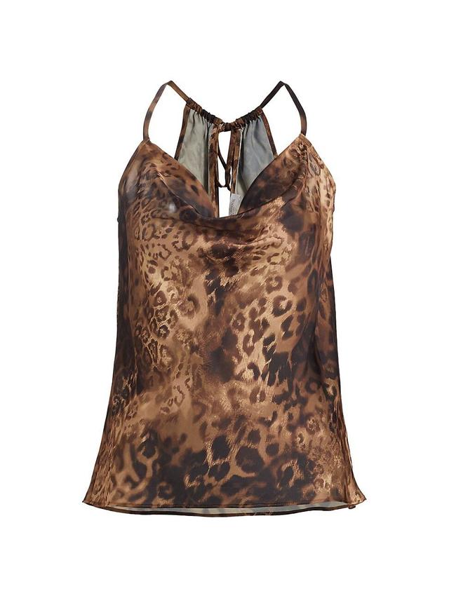 Womens Yohana Leopard Cowlneck Sleeveless Top Product Image