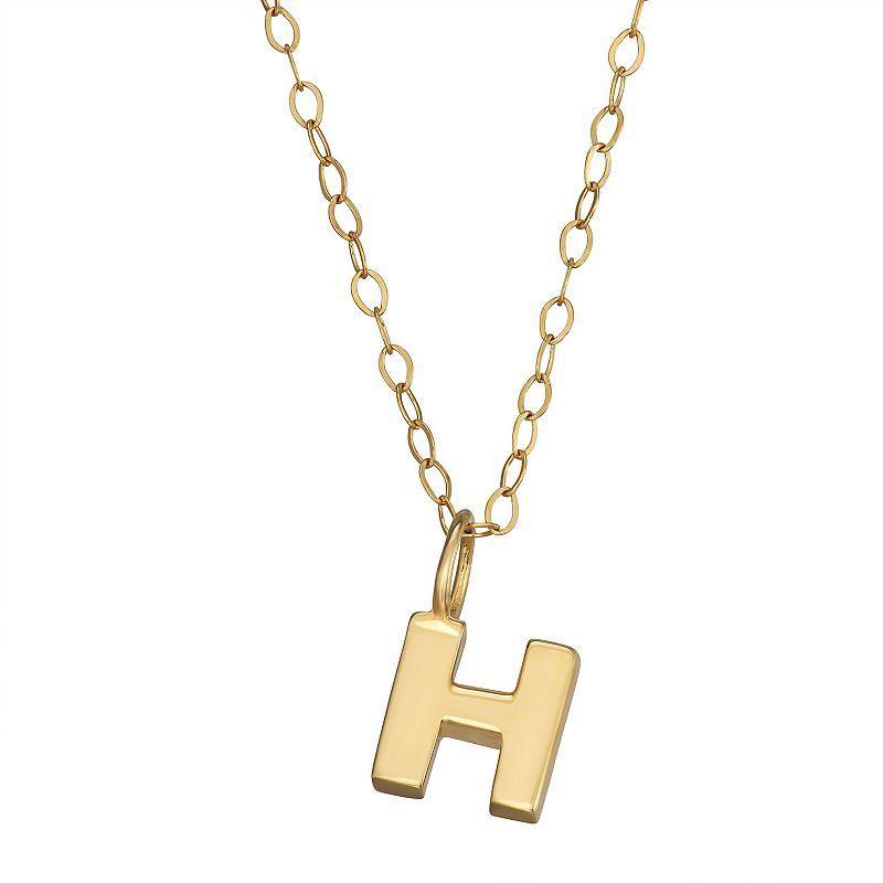 10K Gold Initial Pendant on 14K Gold Filled Chain, Womens B Product Image