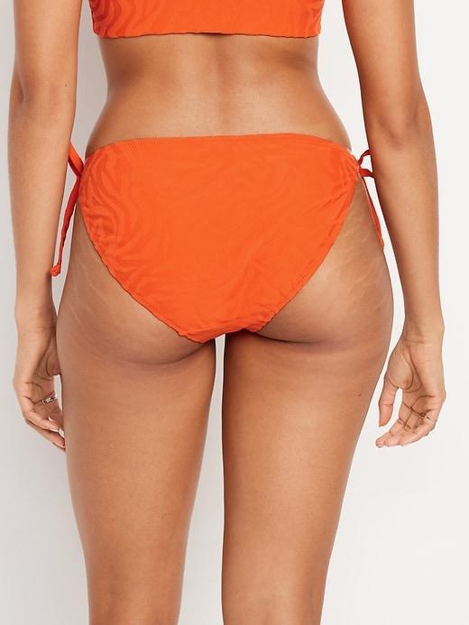 Mid-Rise Textured String Bikini Swim Bottoms Product Image