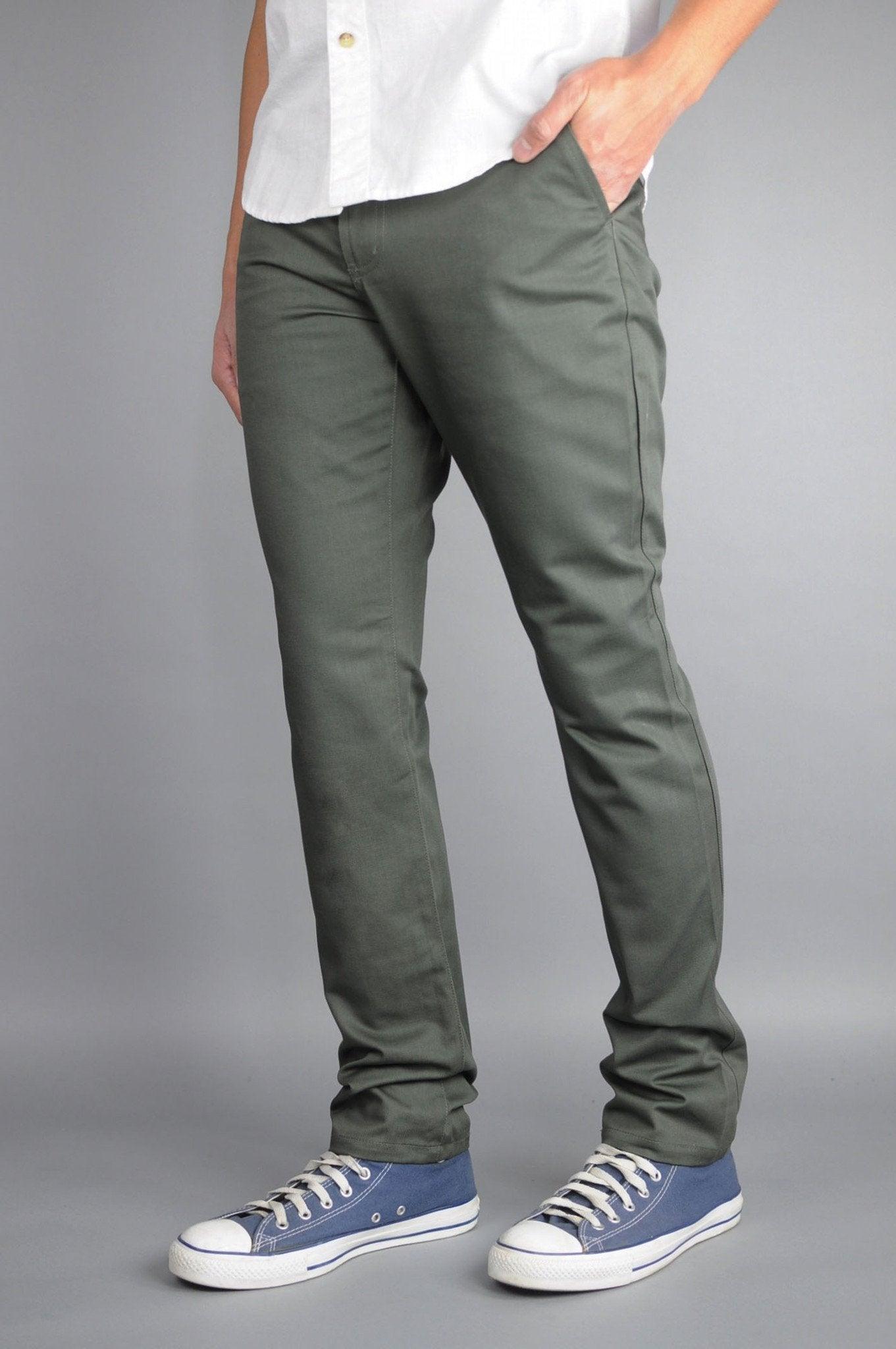 Neo Blue Jeans Army Green Chino Pants Male Product Image