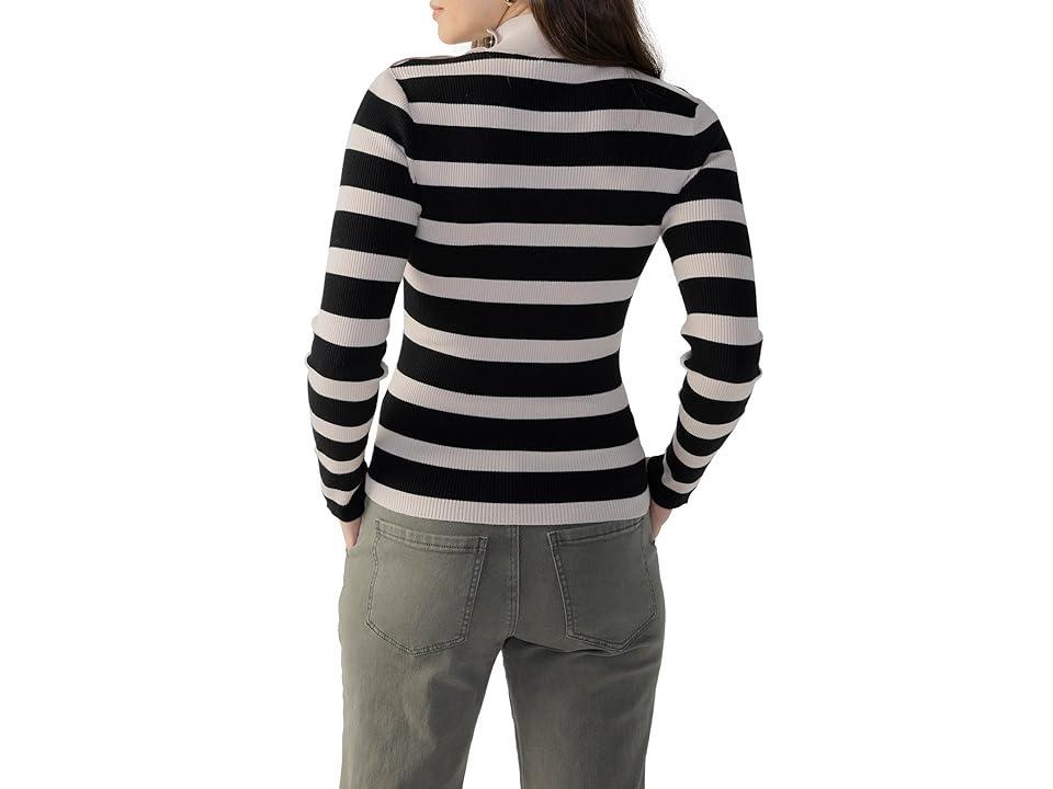 Sanctuary Lean in Button Shoulder Rib Top (Toasted Marshmellow Stripe) Women's Clothing Product Image