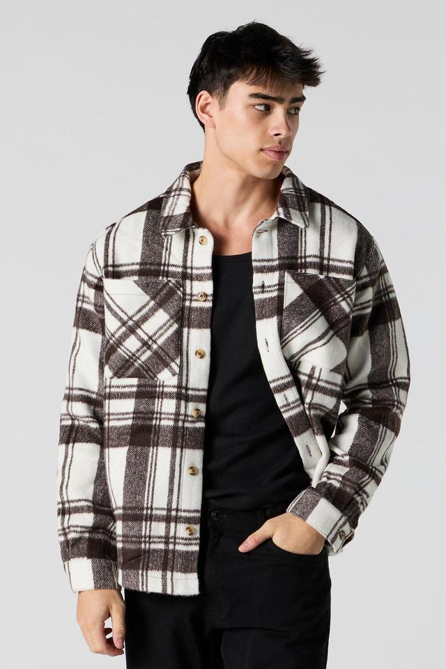 Faux Mohair Plaid Shacket Male Product Image