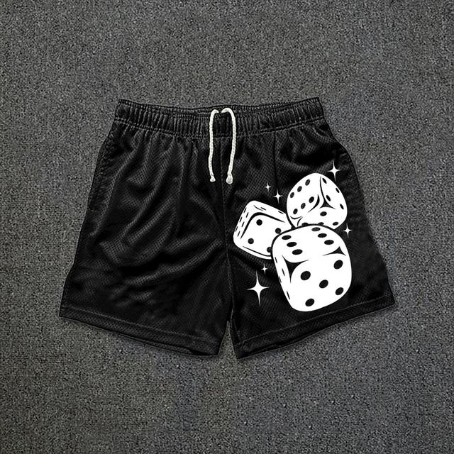 Fun Dice Print Drawstring Mesh Shorts Product Image