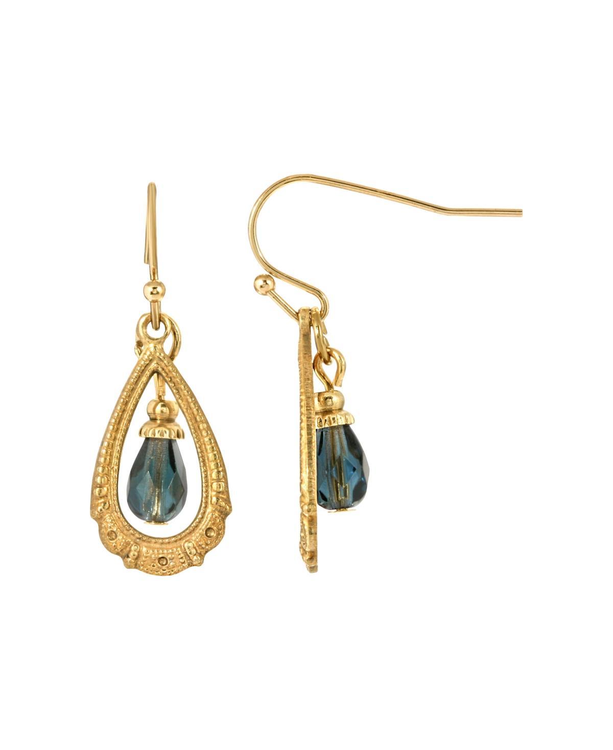 1928 Gold Tone Clear Bead Teardrop Wire Earrings, Womens Product Image