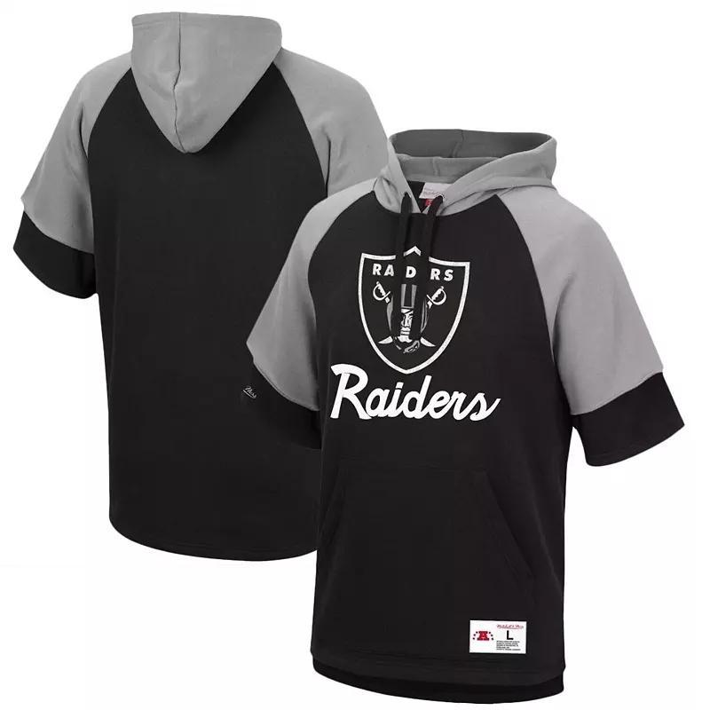 Mens Mitchell & Ness Black Las Vegas Raiders Home Advantage Raglan Short Sleeve Pullover Hoodie Product Image