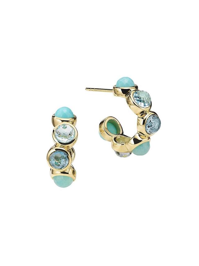 Womens Lollipop 18K Green Gold & Multi-Gemstone Mini Hoop Earrings Product Image