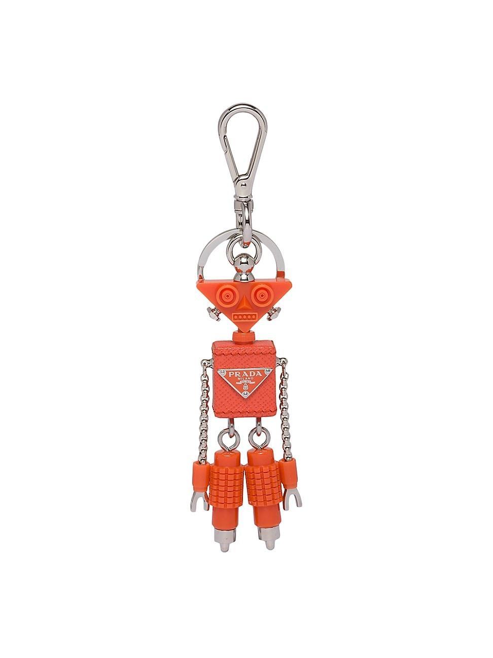 Mens Saffiano Leather Robot Trick Keychain Product Image