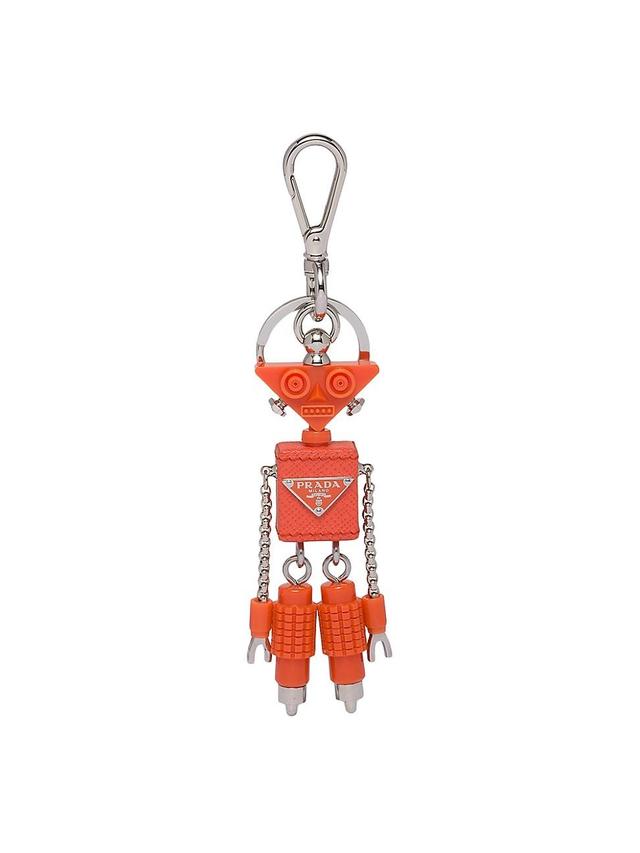 Mens Saffiano Leather Robot Trick Keychain Product Image