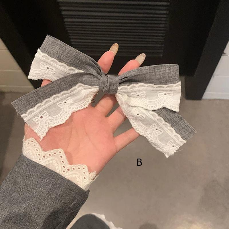 Lace Panel Bow Hair Clip Product Image