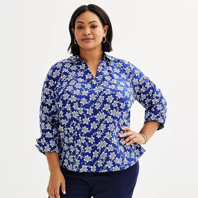 Plus Size Croft & Barrow Tailored Button Front Shirt, Womens Product Image