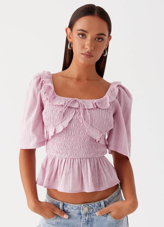 Hidden Gem Shirring Top - Purple Product Image