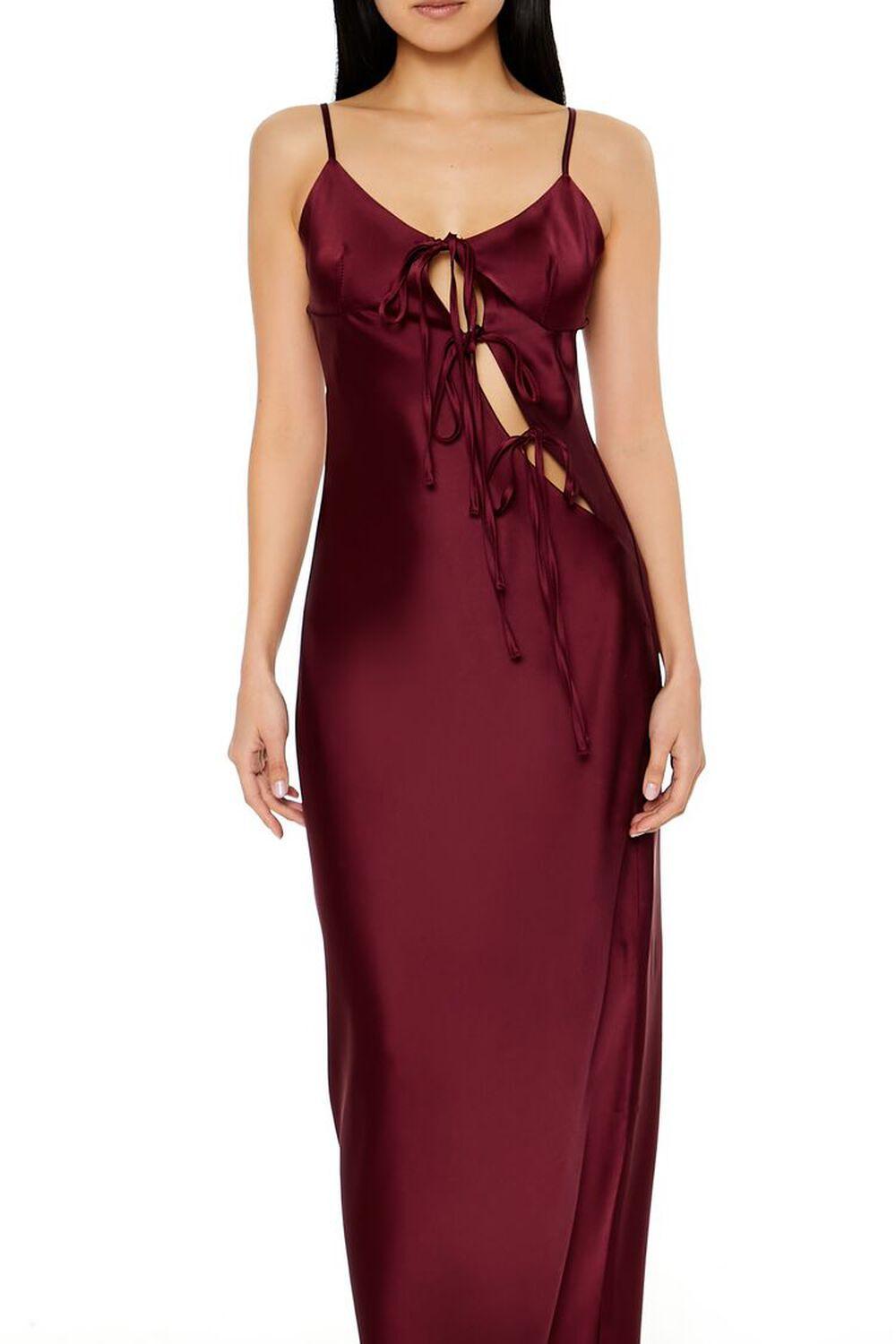 Satin Tie-Front Maxi Slip Dress | Forever 21 Product Image