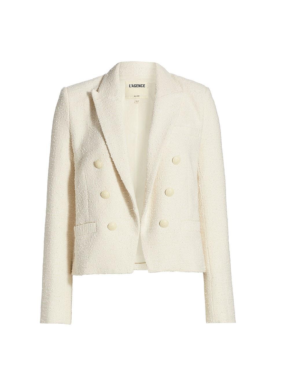 LAGENCE Brooke Double Breasted Crop Cotton Blend Blazer Product Image