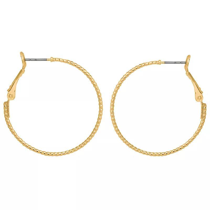 Emberly Gold Tone Delicate Textured Hoop Earrings, Womens, None Product Image