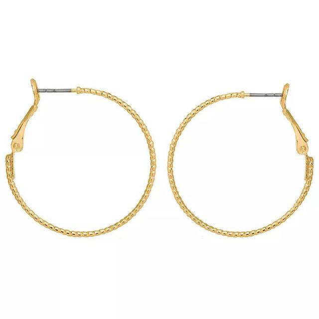 Emberly Gold Tone Delicate Textured Hoop Earrings, Womens, None Product Image