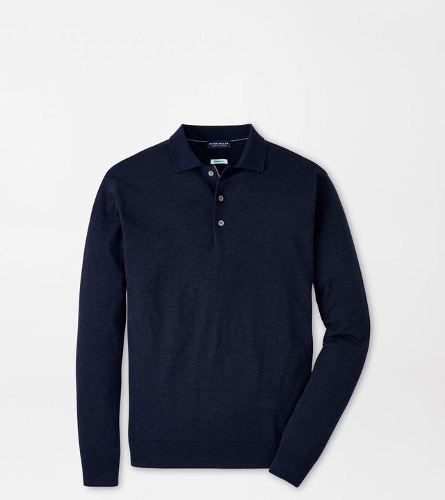 Peter Millar Mens Excursionist Flex Sweater Polo | Color: Navy | Size: M Product Image