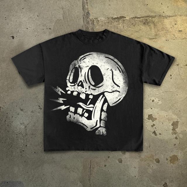 Men's Fun Silhouette Skull Cotton T-Shirt Product Image