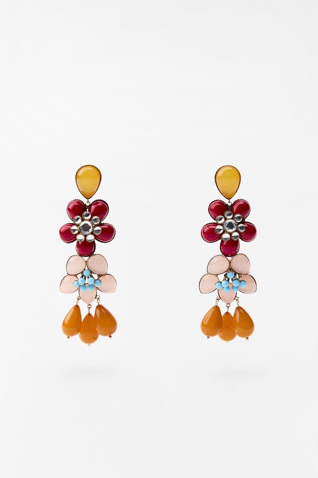 JEWEL BEAD FLOWER EARRINGS Product Image