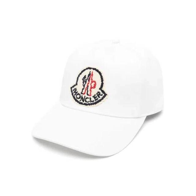 MONCLER Logo Cotton Baseball Cap In White Product Image