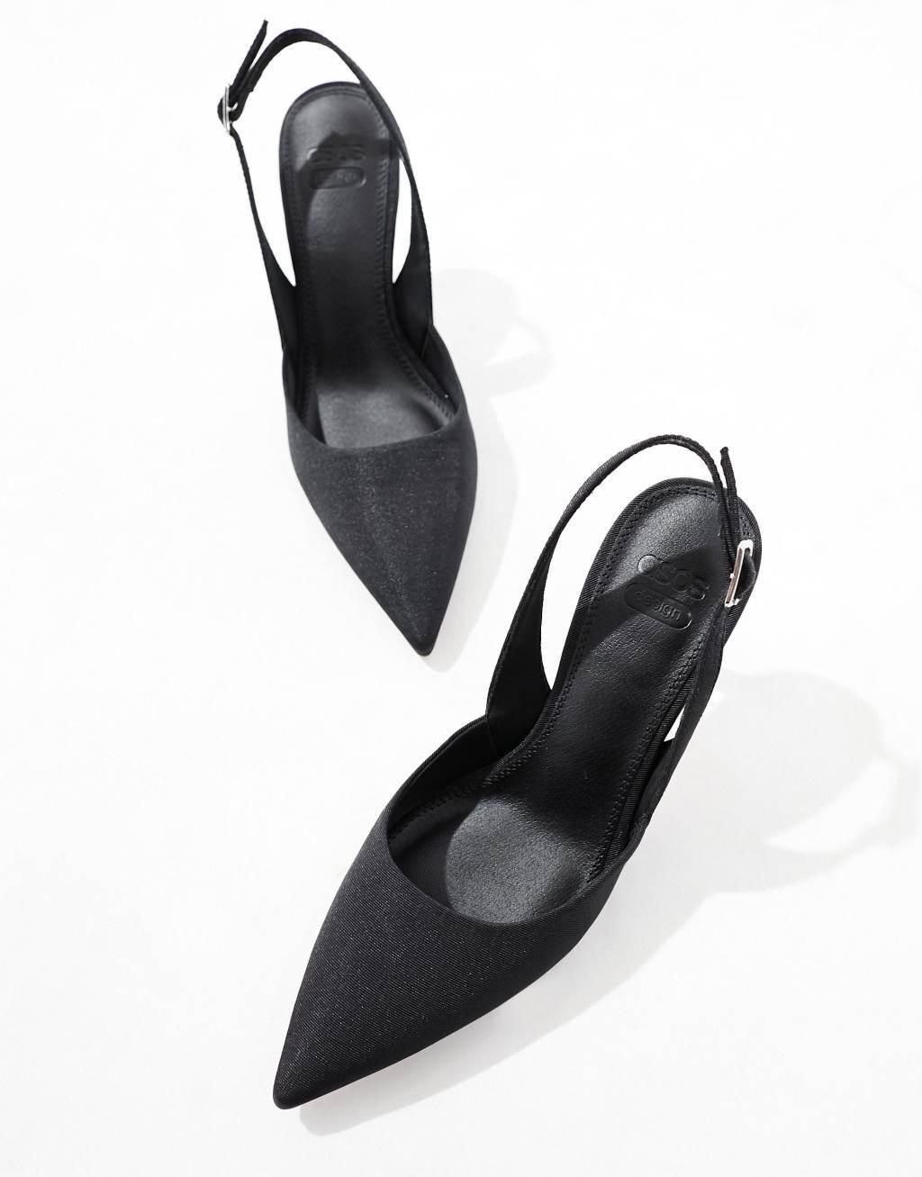 ASOS DESIGN Samber 2 slingback stiletto heels in black Product Image