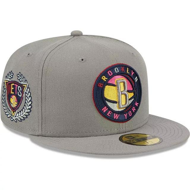 Mens New Era Gray Brooklyn Nets Color Pack 59FIFTY Fitted Hat Product Image