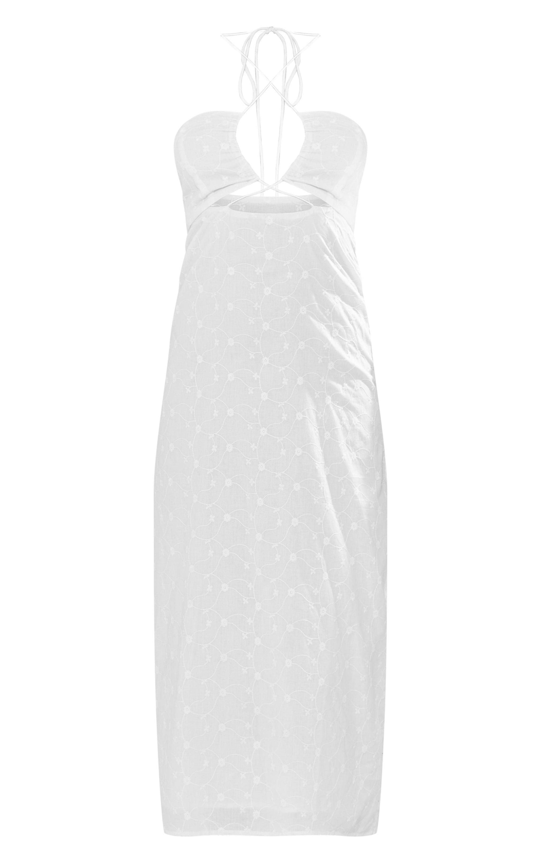 Tall White Broderie Tie Detail Midaxi Dress Product Image