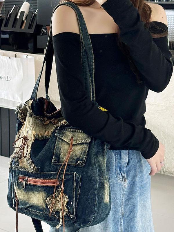 Fringed Split-Joint Zipper Bags Crossbody Bags Handbags Product Image