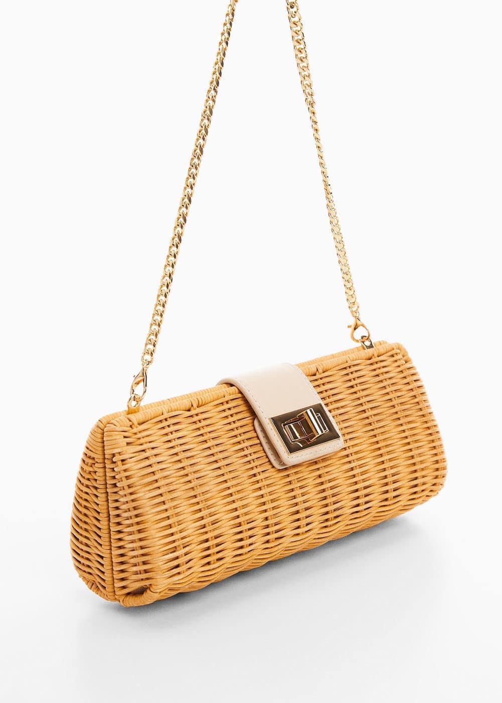 MANGO - Rattan clutch bag - One size - Women Product Image