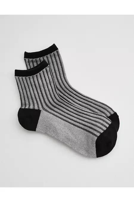 Aerie Sheer Ribbed Cotton Crew Socks Women's Product Image